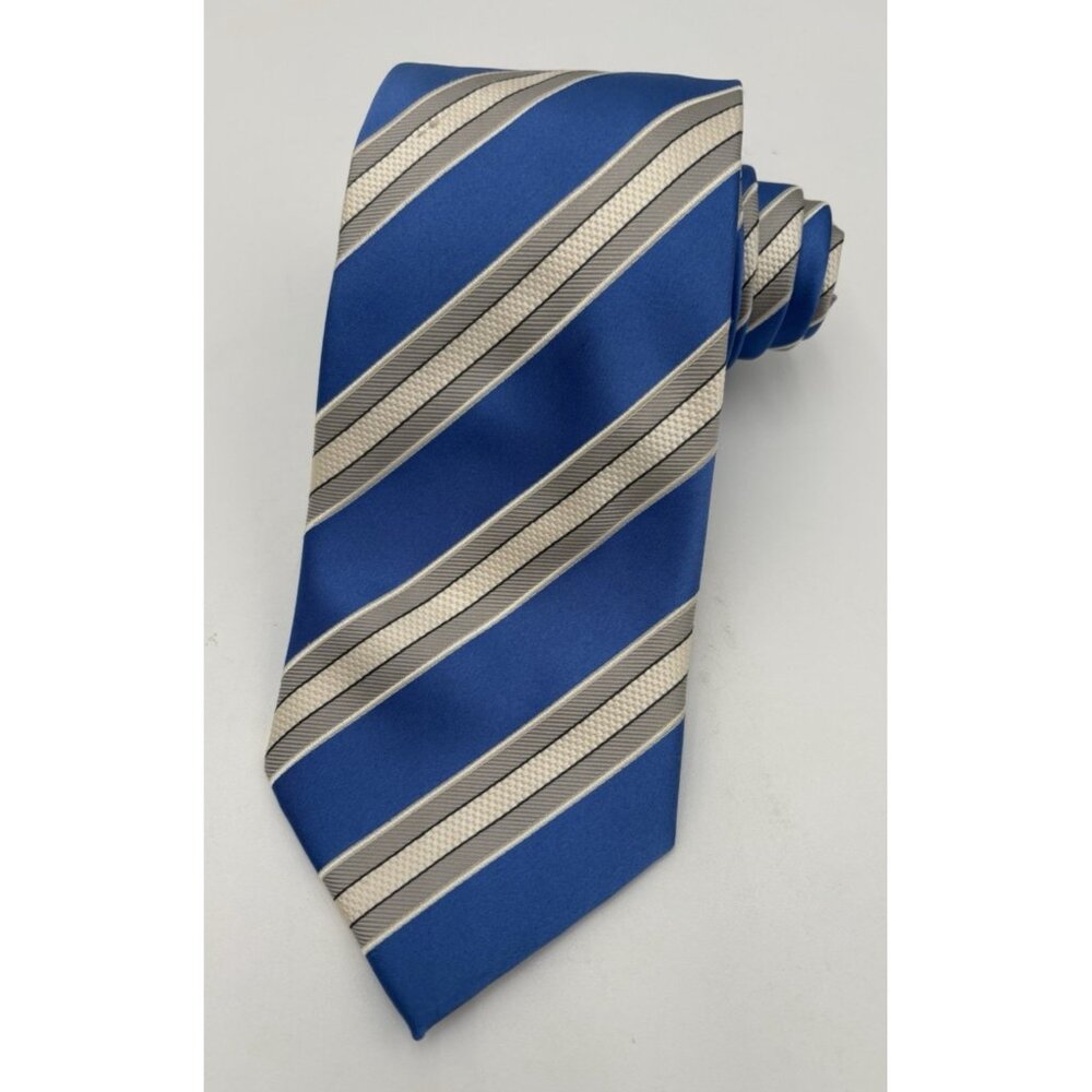 Donald Trump Blue 100% Silk Signature Collection Striped Hand 60” x 3.50” EUC